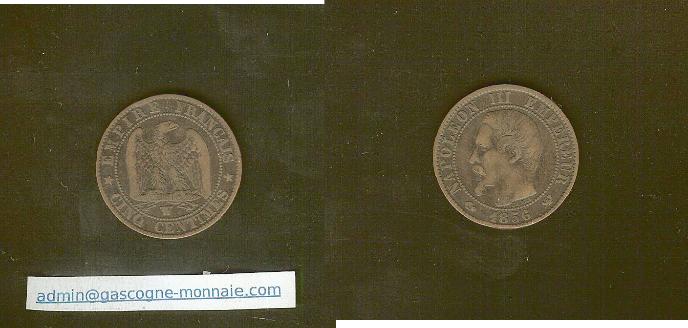 5 centimes Napoleon III 1856W VF+